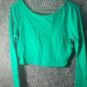 Forever 21 Long Sleeve Crop Top | Green | Size L